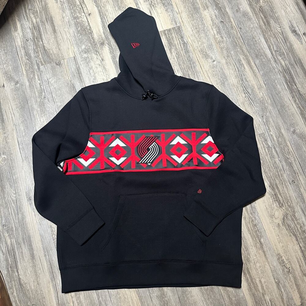 New Era Men's 2XL Portland Trail Blazers Black Pullover Hoodie Sweatshirt NBA